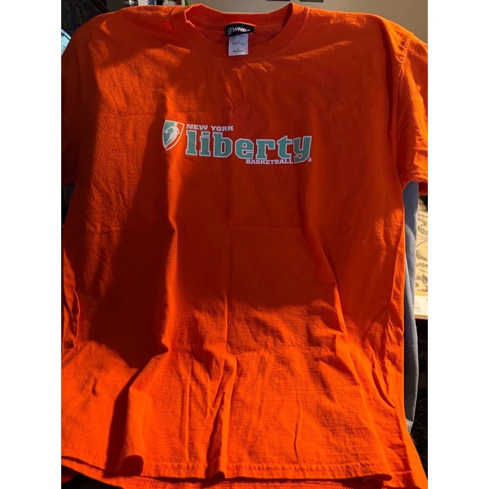 New York Liberty WNBA Basketball T-Shirt Orange Adult XL Logo Tee